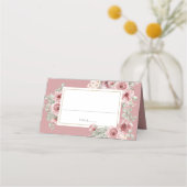 Dusty Rose Floral Elegante Hochzeit Platzkarte (Vorderseite)