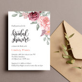 Dusty Rose Floral Elegantes Brautparty Einladung