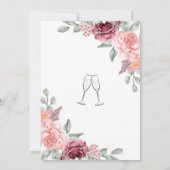 Dusty Rose Floral Elegantes Brautparty Einladung (Rückseite)