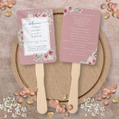 Dusty Rose Floral Elegantes Hochzeitsprogramm Fächer
