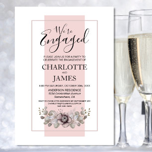 Dusty Rose Floral Eukalyptus Engagement Party Einladung