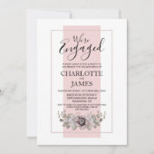 Dusty Rose Floral Eukalyptus Engagement Party Einladung (Vorderseite)