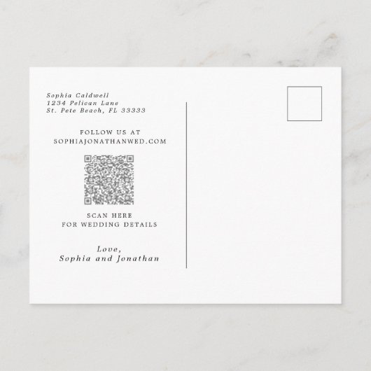 Dusty Rose Floral Eukalyptus Save the Date Ankündigungspostkarte (Rückseite)