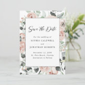 Dusty Rose Floral Eukalyptus Wedding Save The Date (Stehend Vorderseite)
