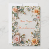 Dusty Rose Floral Faux Lace Photo Wedding Einladung (Rückseite)