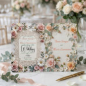 Dusty Rose Floral Faux Lace Photo Wedding Einladung