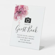 Dusty Rose Floral Foto Gästebuch Hochzeit