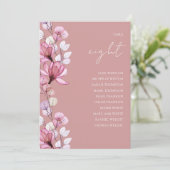 Dusty Rose Floral Foto Tischnummer Sitzordnung (Stehend Vorderseite)