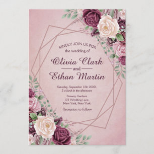 Dusty Rose Floral Geometrie Einladung