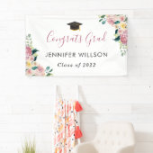 Dusty Rose Floral Glückwunschs Grad Graduation Par Banner (Insitu)