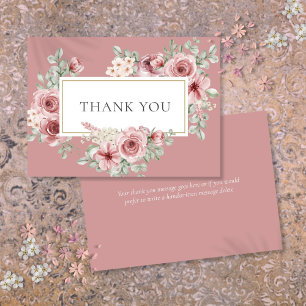 Dusty Rose Floral Gold Geometrisch Dankeskarte