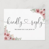 Dusty Rose Floral Heart Script Song Anfrage UAWG Einladungspostkarte (Vorderseite)