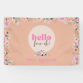 Dusty Rose floral "hello vier oh" personalisiert Banner (Horizontal)