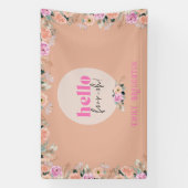 Dusty Rose floral "hello vier oh" personalisiert Banner (Vertikal)