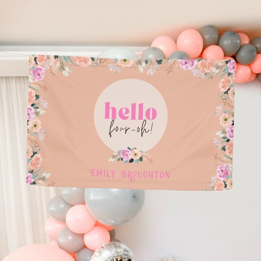 Dusty Rose floral "hello vier oh" personalisiert Banner