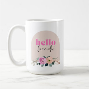 Dusty Rose floral "hello vier oh" Retro Kaffeetasse