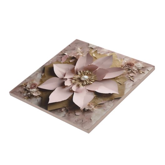 Dusty Rose Floral - Keramik Tile Fliese (Seite)