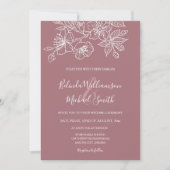 Dusty Rose Floral Line Art | FOTO | Hochzeit Einladung (Vorderseite)