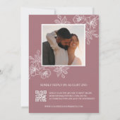 Dusty Rose Floral Line Art | FOTO | Hochzeit Einladung (Rückseite)