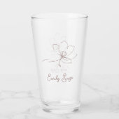 Dusty Rose Floral Line Art Minimalist Zen Glas (Rückseite)