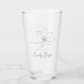 Dusty Rose Floral Line Art Minimalist Zen Glas (Vorderseite)