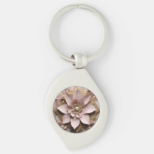 Dusty Rose Floral - Metal Schlüsselanhänger (Vorderseite)