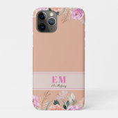 Dusty Rose floral mit Monogramm Case-Mate iPhone Hülle (Rückseite)