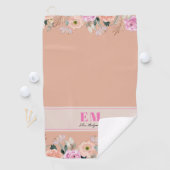 Dusty Rose floral mit Monogramm Golfhandtuch (Insitu)