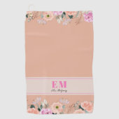 Dusty Rose floral mit Monogramm Golfhandtuch (Vorderseite)