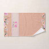 Dusty Rose floral mit Monogramm Handtuch (Handtuch)