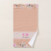 Dusty Rose floral mit Monogramm Handtuch (Handtuch)