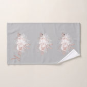 Dusty Rose Floral Monogram Graues Handtuch Set (Handtuch)