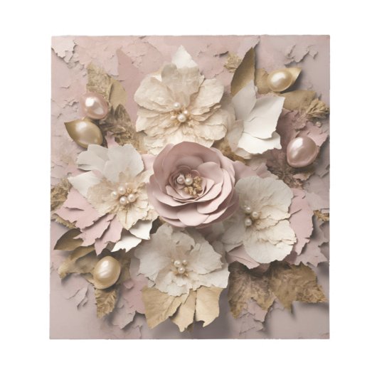 Dusty Rose Floral - Notepad Notizblock (Vorderseite)