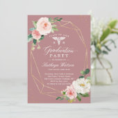 Dusty Rose Floral Nursing School Graduation Party Einladung (Stehend Vorderseite)