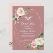Dusty Rose Floral Nursing School Graduation Party Einladung (Vorne/Hinten)