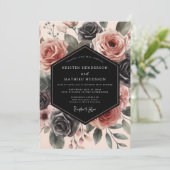 Dusty Rose Floral Opulent Wedding Einladung (Stehend Vorderseite)