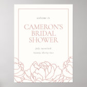 Dusty Rose Floral Peony Brautparty Willkommen Poster (Vorne)