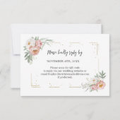 Dusty Rose Floral QR Code Fügen Sie Ihre URL Hochz RSVP Karte (Rückseite)