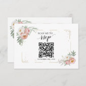 Dusty Rose Floral QR Code Fügen Sie Ihre URL Hochz RSVP Karte (Vorne/Hinten)