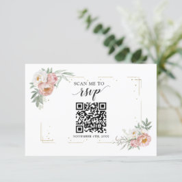 Dusty Rose Floral QR Code Fügen Sie Ihre URL Hochz RSVP Karte