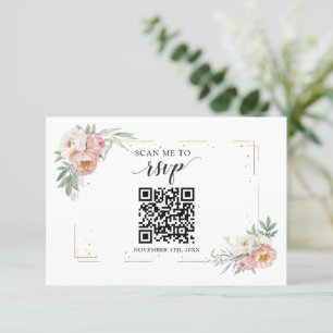 Dusty Rose Floral QR Code Fügen Sie Ihre URL Hochz RSVP Karte