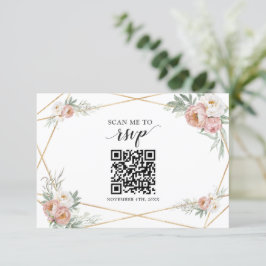 Dusty Rose Floral QR Code Fügen Sie Ihre URL Hochz RSVP Karte