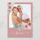 Dusty Rose Floral Rose Foto Tischnummer (Rückseite)