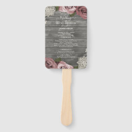 Dusty Rose Floral Rose Rustic Lace Gray Wedding Fächer
