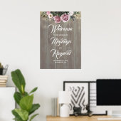 Dusty Rose Floral Rustic Wedding Willkommen Poster (Heimbüro)