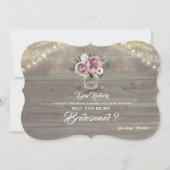 Dusty Rose floral rustikal werden Sie meine Brautj Einladung (Vorderseite)