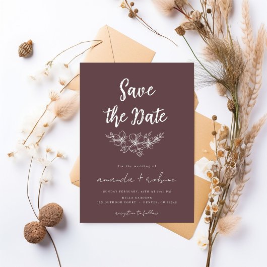 Dusty Rose Floral Save the Date Einladung