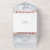 Dusty Rose Floral Script Hearts Winter Wedding All In One Einladung (Außenbereich)