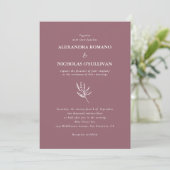 Dusty Rose Floral Simple Wedding Einladung (Stehend Vorderseite)