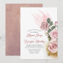 Dusty Rose Floral Vintag Gold Glitzer Hochzeit